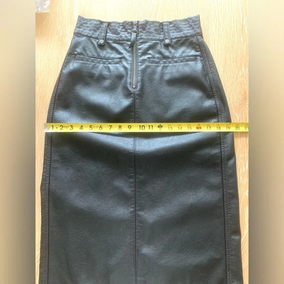 NWOT Anthropologie Pilcro Faux Leather Moto Midi Skirt 2 Pencil Vegan Punk Black - Picture 12 of 16